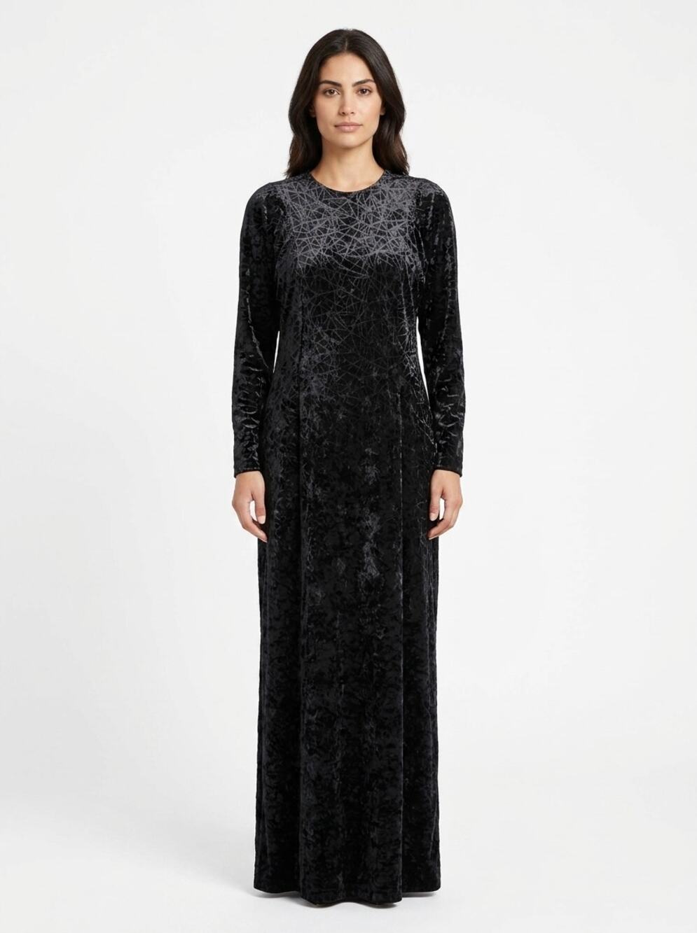 Bendigo Impressions Black Maxi Velvet Stretch Dress Women Size M